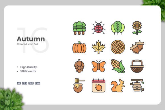 Autumn Colored Icons: Graphics That Bring Warmth