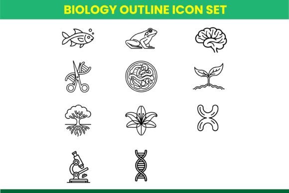 Biology Outline Icons – Minimal Line Art Graphics