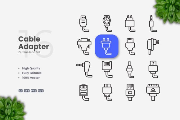 Cable Adapter Icons: Graphics and Icons for Local Business
