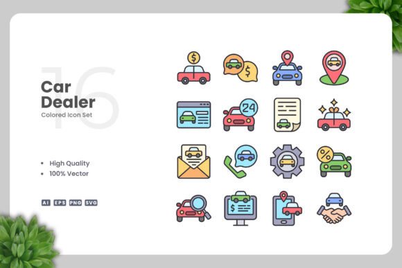 Car Dealer Colored Icons