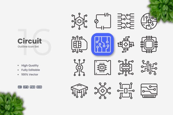 Circuit Icons: Graphics and Icons for Modern Design
