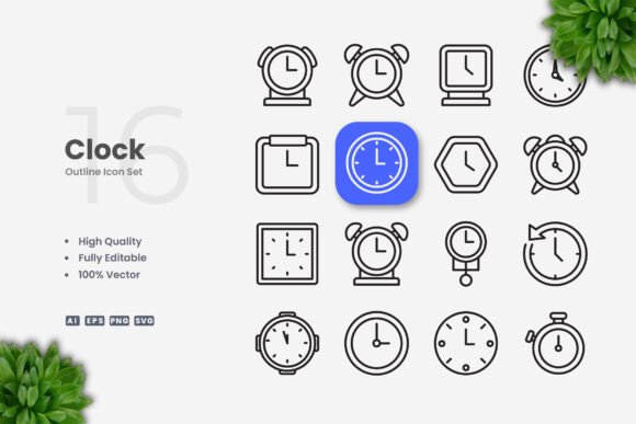 Clock Icons for Creative Crafts