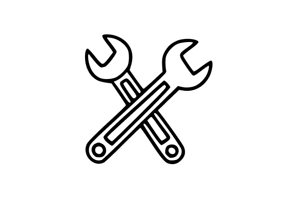Crossed Wrenches Line Art Graphics