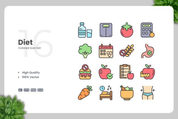 Diet Colored Icons: Graphics and Icons for Local Business