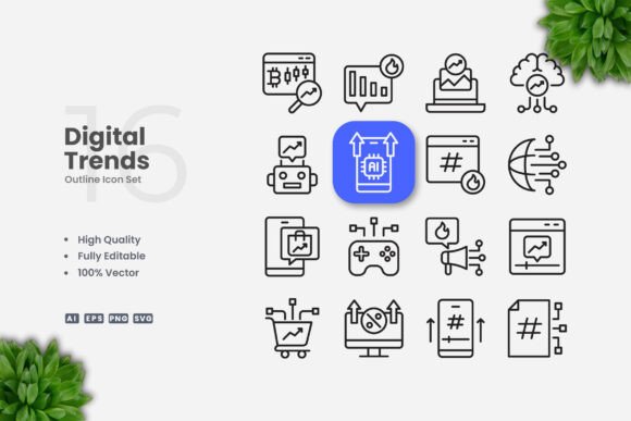 Digital Trends Outline Icons