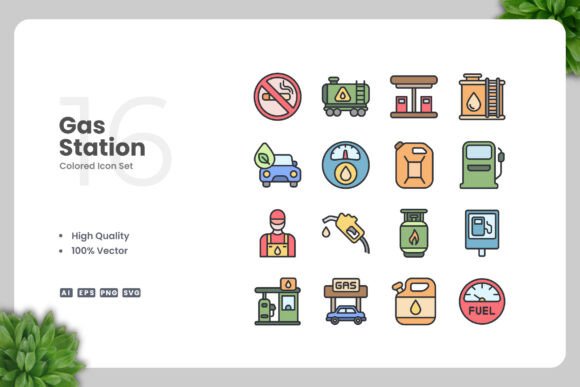 Gas Station Colored Icons for Crafters