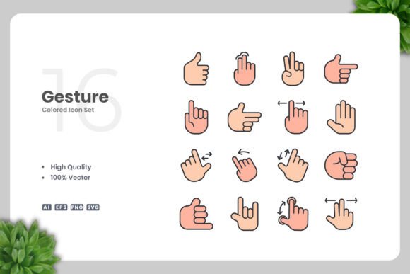 Gesture Colored Icons: Graphics and Icons for Digital Sellers