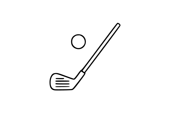 Golf Club and Ball Line Art Graphics