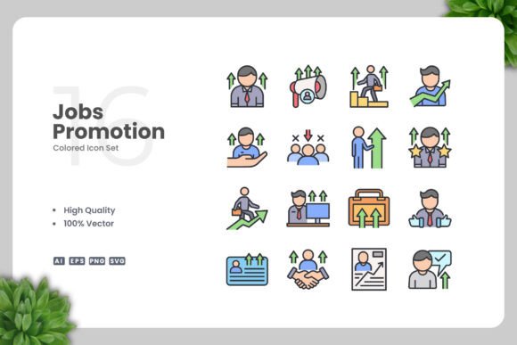 Jobs Promotion Colored Icons for Graphics and Icons
