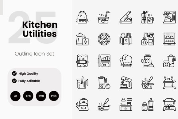 Kitchen Utilities Icon Pack: Graphics and Icons for Real Projects