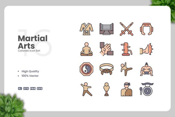 Martial Arts Colored Icons