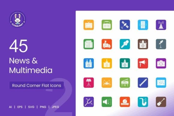 News Multimedia Filled Round Corner Graphics