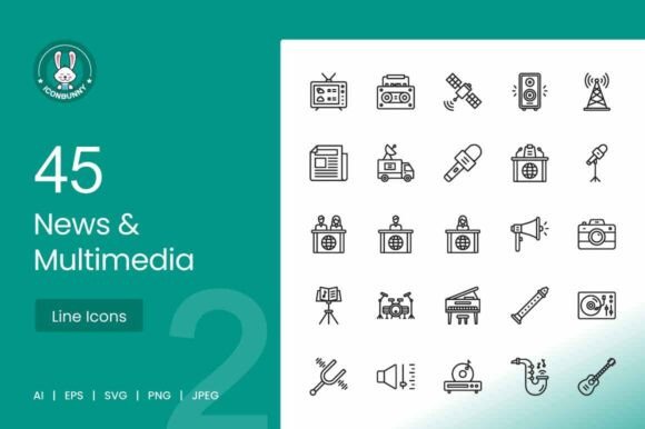 News Multimedia Line Icons Review