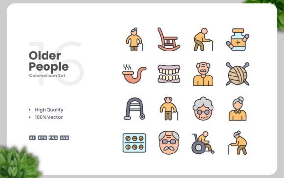 Older People Colored Icons