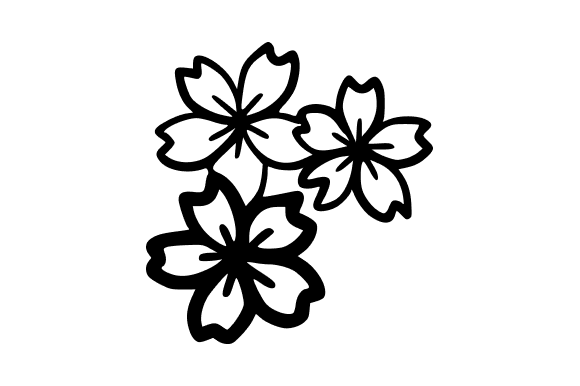 Outline Cherry Blossom Branch Graphics