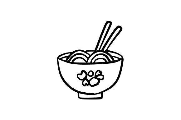 Outline Ramen Bowl Graphics & Illustrations