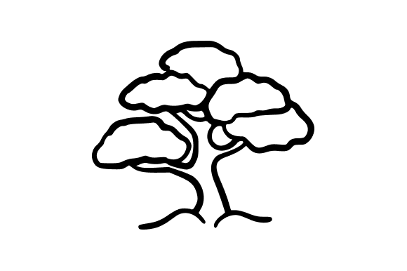 Outline Small Japanese Tree Graphics