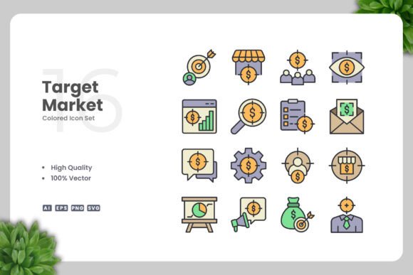 Target Market Colored Icons: Graphics and Icons for Modern Branding