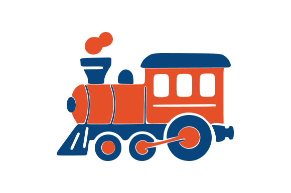 Train Engine Cartoon Flat Style Graphics