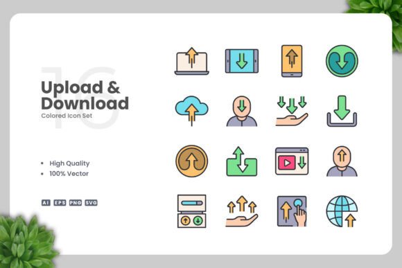 Upload and Download Colored Icons