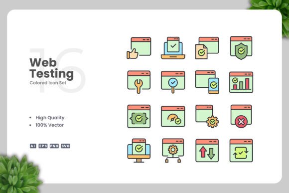 Web Testing Colored Icons for Graphics and Icons