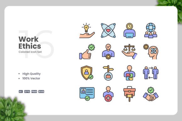 Work Ethics Colored Icons for Crafters